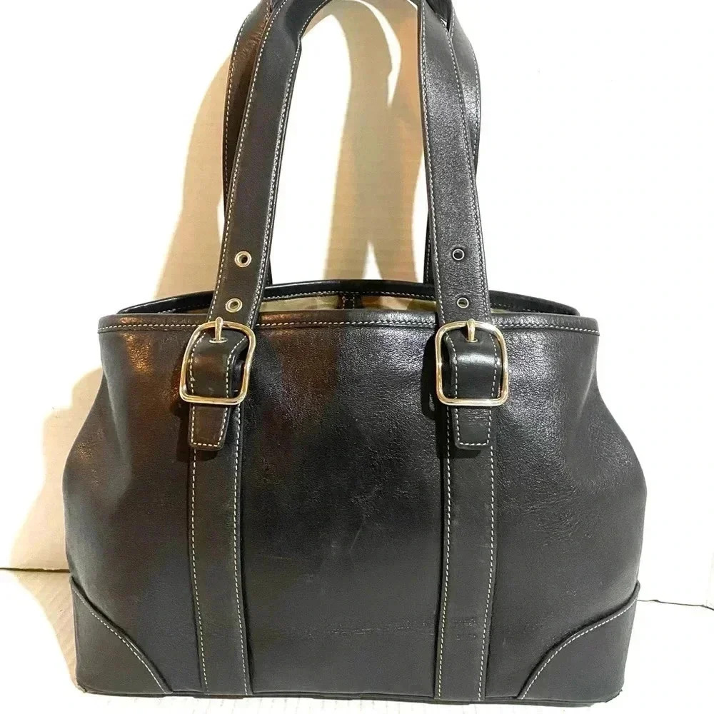 Coach vintage black leather satchel handbag - Picture 2 of 8